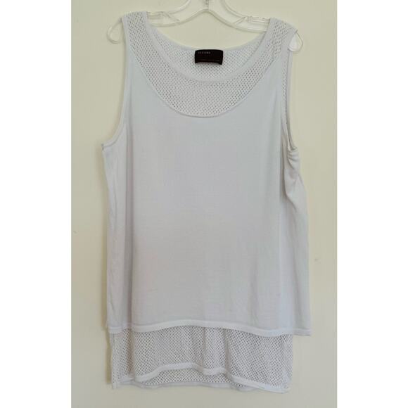 Kerisma Knits White Sleeveless Crocheted Mesh Layer Tank Top Size S / M - Picture 1 of 6